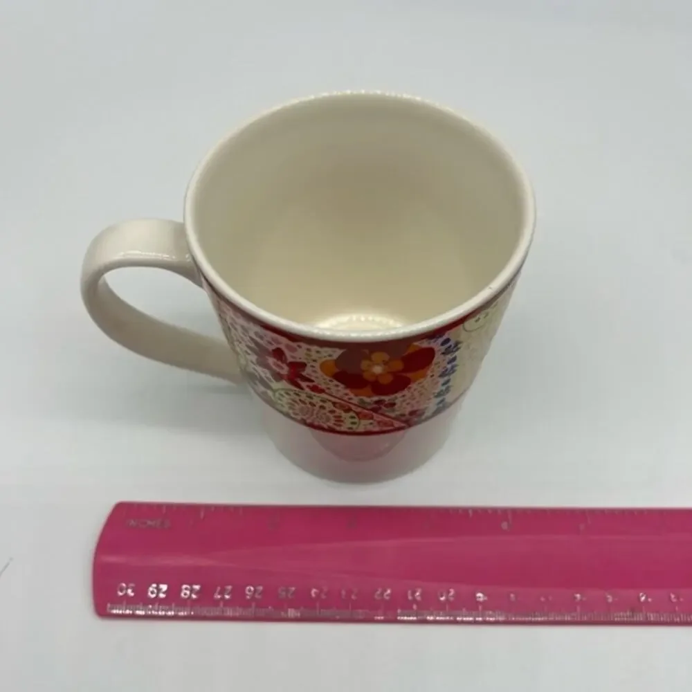 Starbucks 2007 Set of 2 Strawberry Paisley Floral Coffee Cup Mugs NWOT